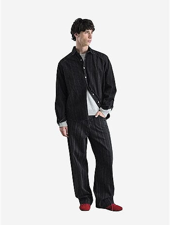 Camicia a righe con bottoni a pressione e maniche lunghe giesto