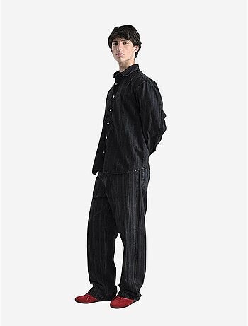 Camicia a righe con bottoni a pressione e maniche lunghe giesto