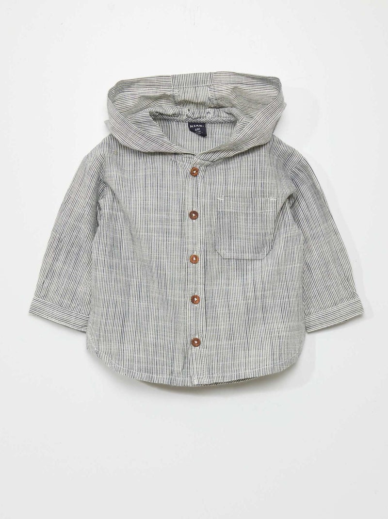 Camicia a righe con cappuccio BLU - Kiabi