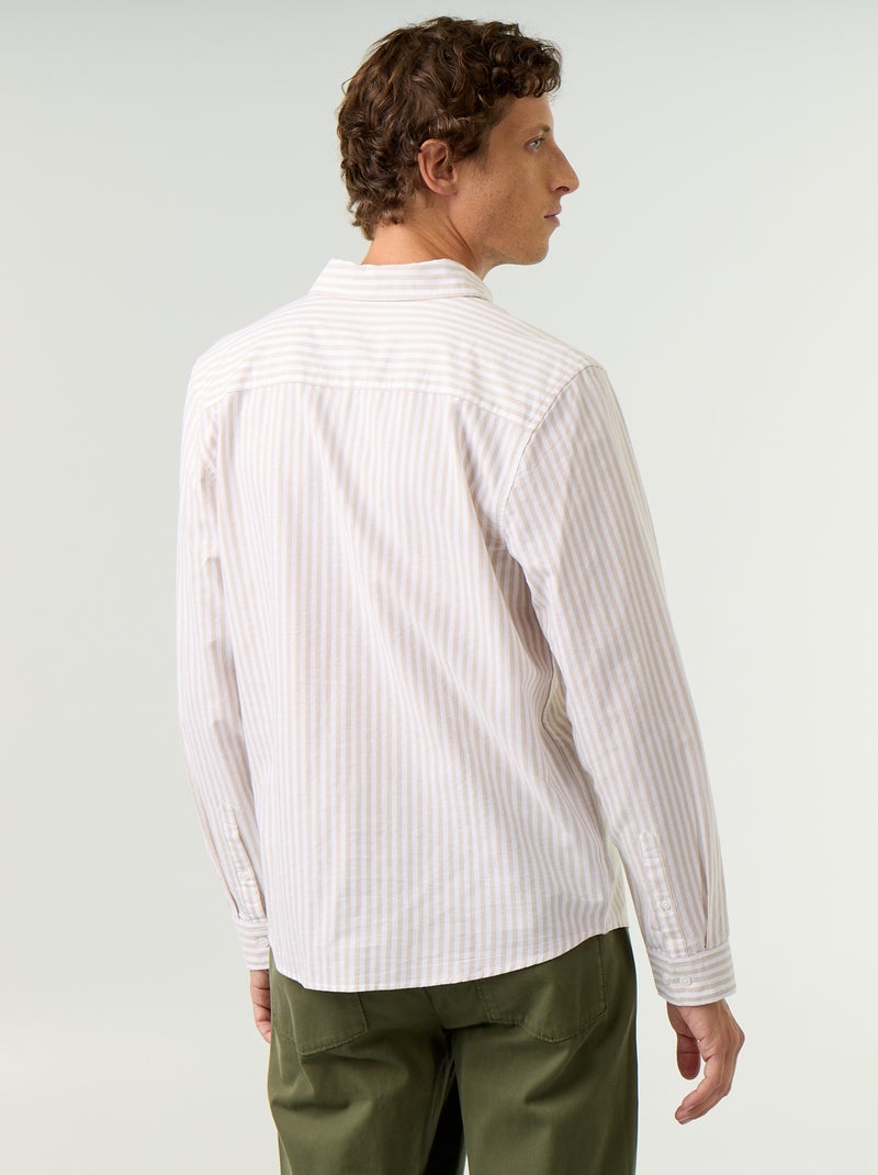 Camicia a righe con colletto button-down Beige - Kiabi