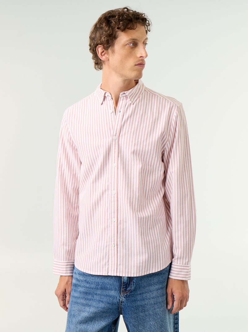 Camicia a righe con colletto button-down Rosso - Kiabi