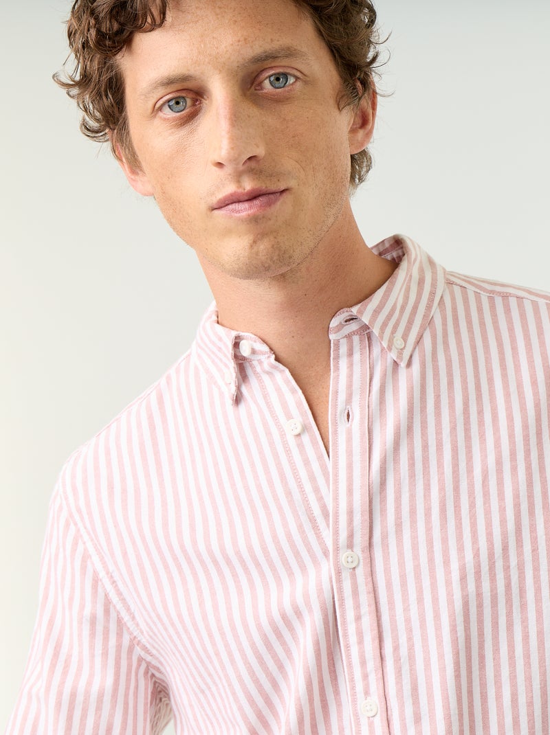 Camicia a righe con colletto button-down Rosso - Kiabi