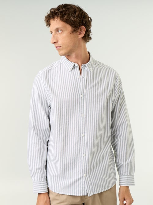 Camicia a righe con colletto button-down - Kiabi Camicia a righe con colletto button-down - Kiabi