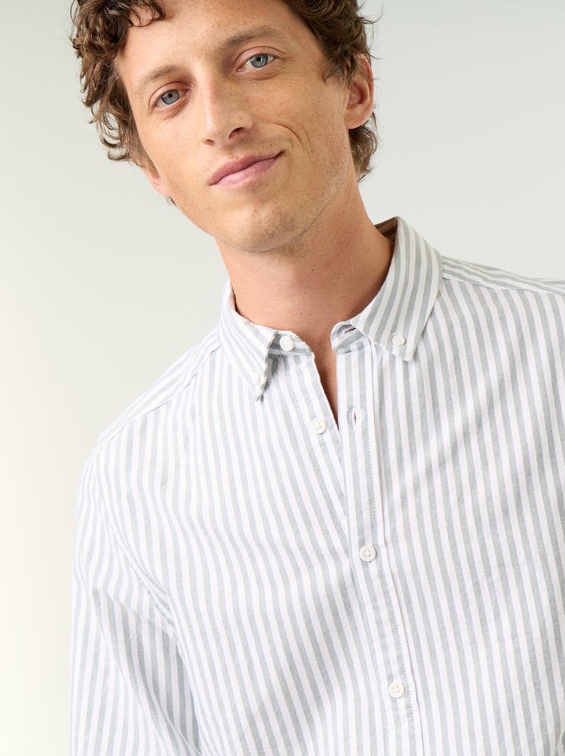Camicia a righe con colletto button-down Verde - Kiabi