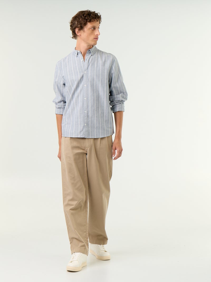 Camicia a righe con colletto button-down Verde - Kiabi