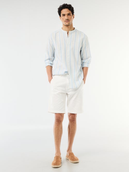 Camicia a righe con collo alla coreana e maniche arrotolabili - Kiabi