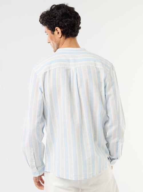 Camicia a righe con collo alla coreana e maniche arrotolabili - Kiabi