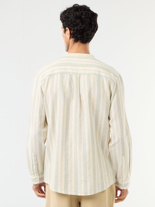 Camicia a righe con collo alla coreana e maniche arrotolabili - Kiabi