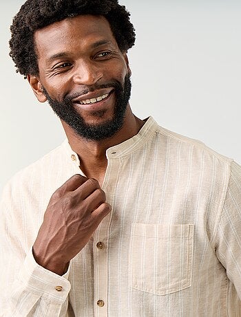 Camicia a righe con maniche lunghe arrotolabili