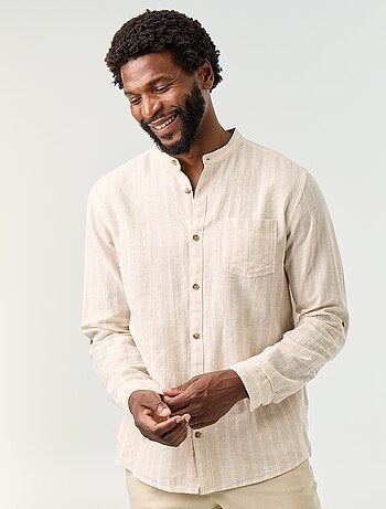 Camicia a righe con maniche lunghe arrotolabili