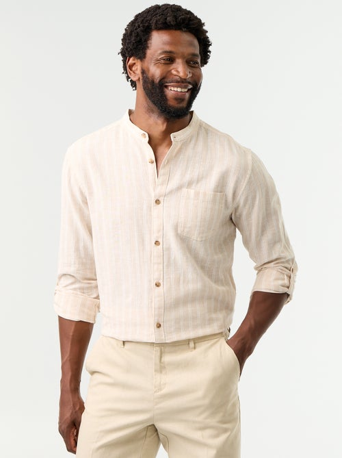 Camicia a righe con maniche lunghe arrotolabili - Kiabi Camicia a righe con maniche lunghe arrotolabili - Kiabi