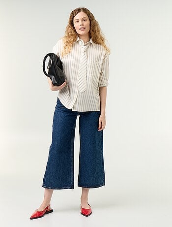 Camicia a righe con taschino sul petto + cravatta coordinata - 2 pezzi