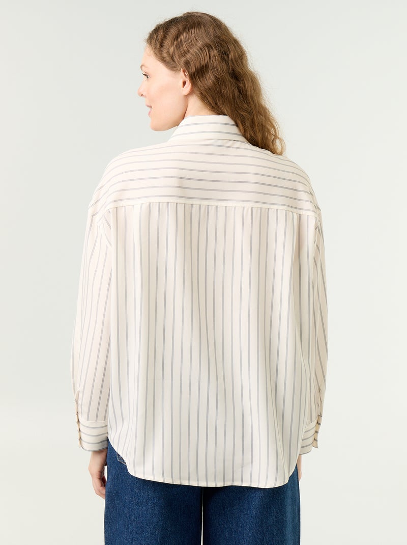 Camicia a righe con taschino sul petto + cravatta coordinata - 2 pezzi Beige - Kiabi
