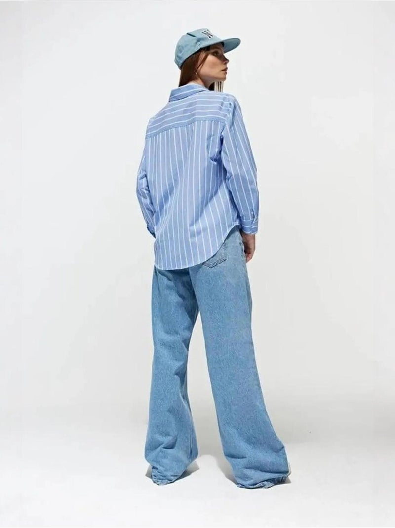 Camicia a righe dalla vestibilità relaxed mixray Blu chiaro - Kiabi