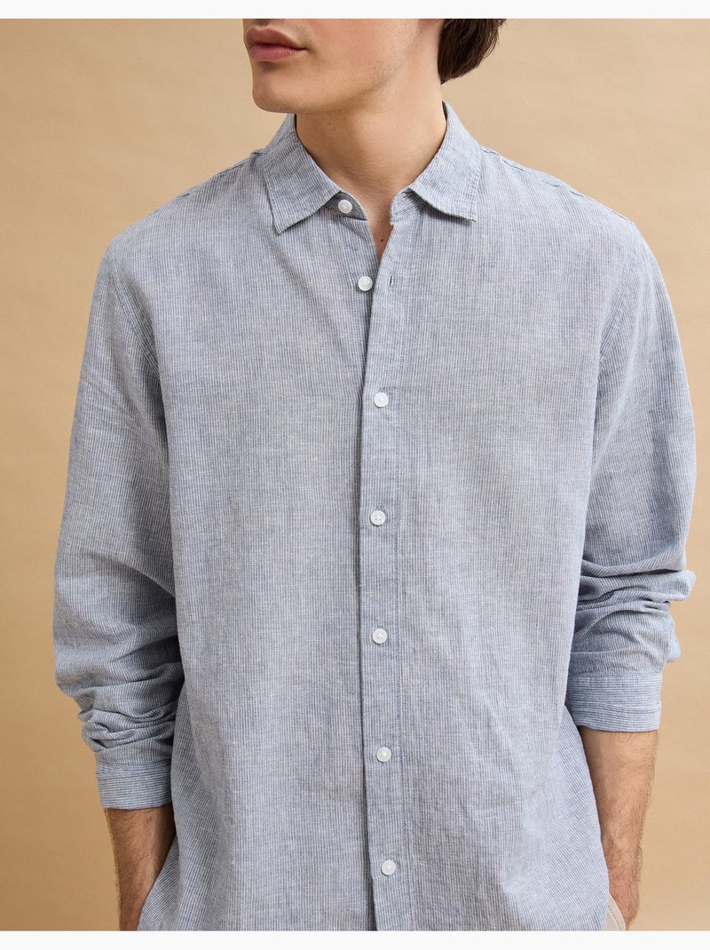 Camicia a righe di lino, MO Fashion Blu - Kiabi