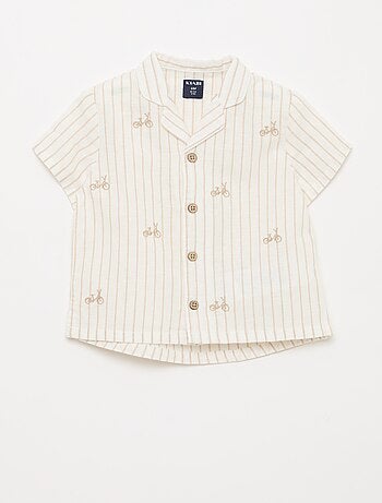 Camicia a righe e con motivo a maniche corte