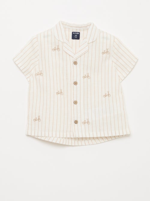 Camicia a righe e con motivo a maniche corte - Kiabi Camicia a righe e con motivo a maniche corte - Kiabi