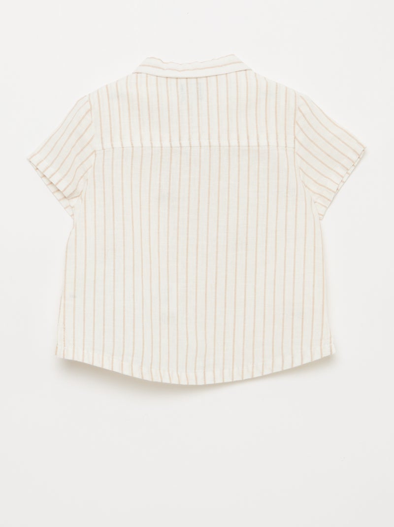 Camicia a righe e con motivo a maniche corte Bianco - Kiabi