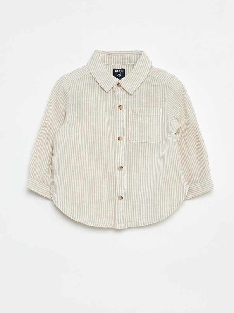 Camicia a righe in chambray Beige - Kiabi