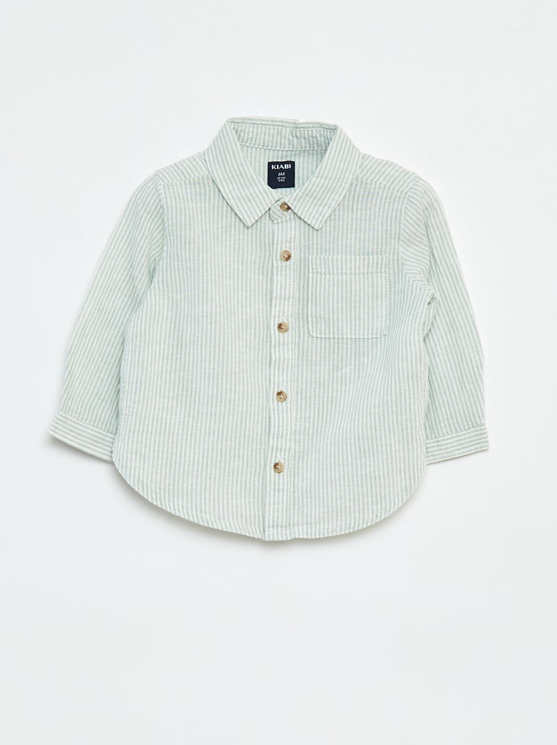 Camicia a righe in chambray Verde - Kiabi