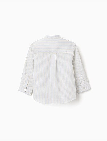 Camicia a righe in cotone con colletto mao B&S