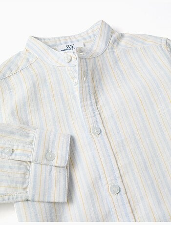 Camicia a righe in cotone con colletto mao B&S