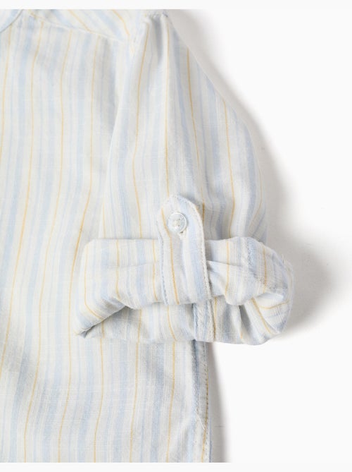 Camicia a righe in cotone con colletto mao B&S - Kiabi