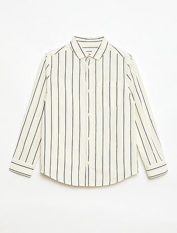 Camicia a righe in cotone con taschino sul petto