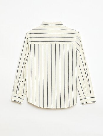 Camicia a righe in cotone con taschino sul petto