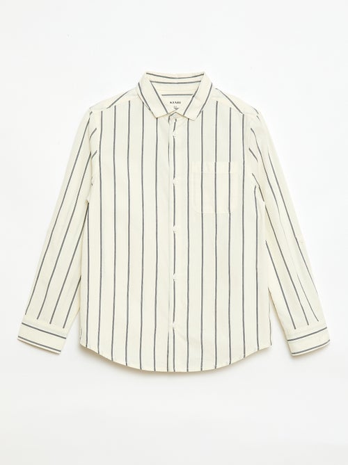 Camicia a righe in cotone con taschino sul petto - Kiabi
