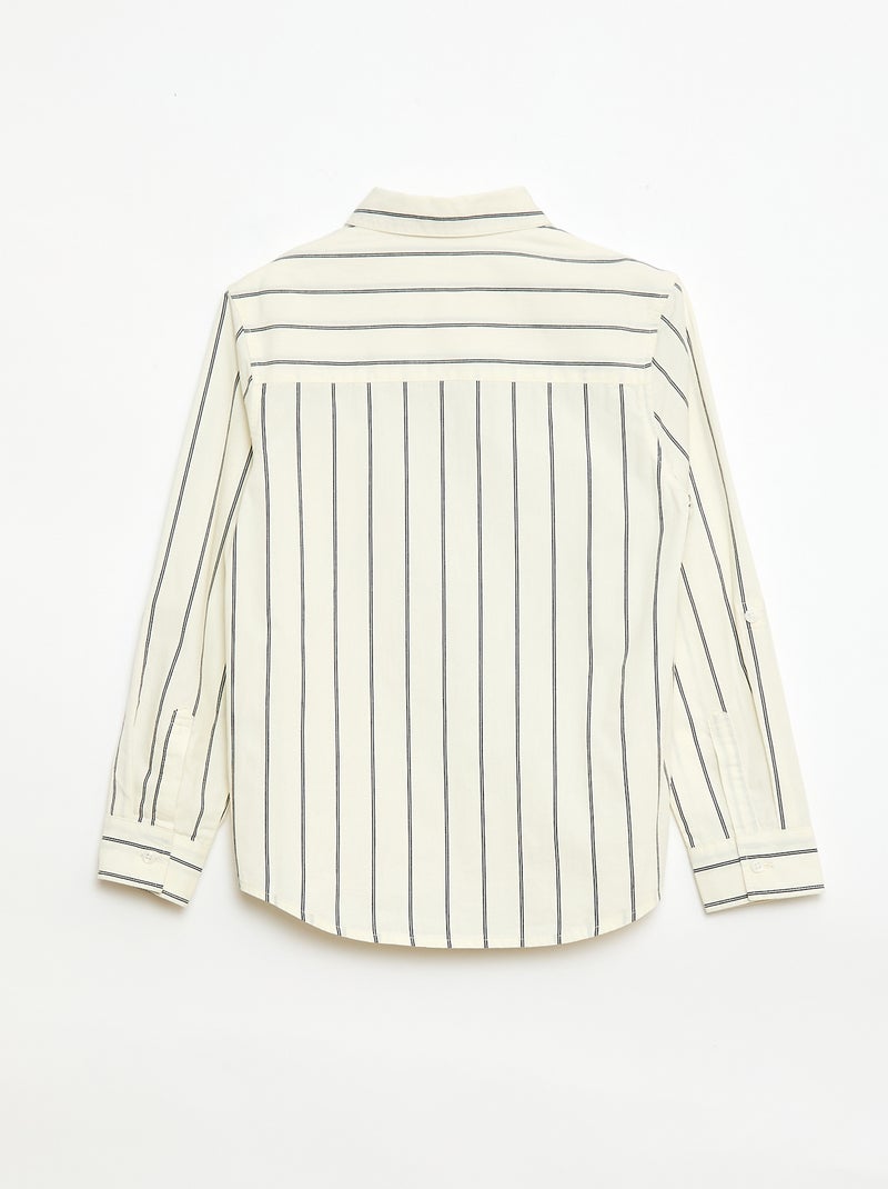 Camicia a righe in cotone con taschino sul petto Beige - Kiabi