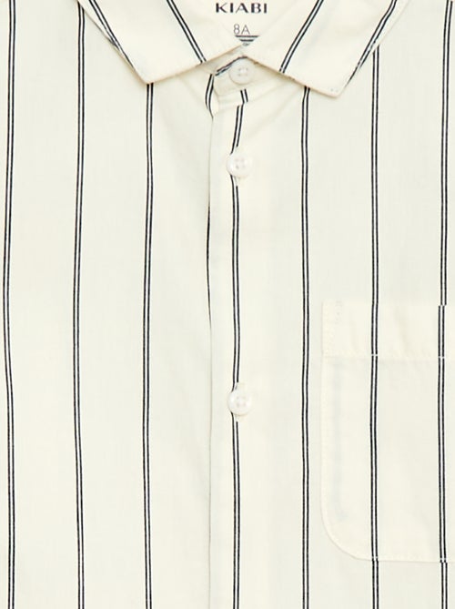 Camicia a righe in cotone con taschino sul petto - Kiabi
