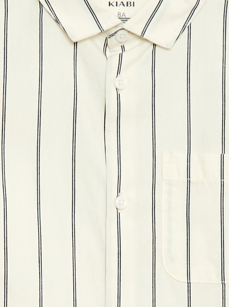 Camicia a righe in cotone con taschino sul petto Beige - Kiabi