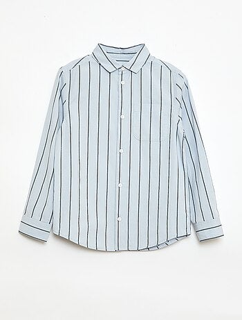 Camicia a righe in cotone con taschino sul petto