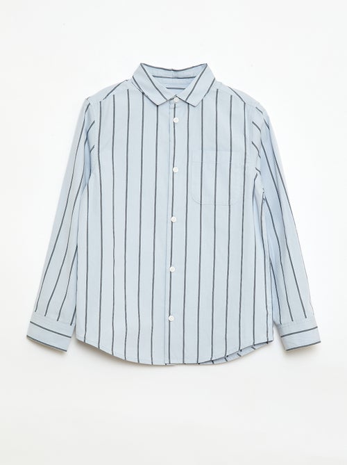 Camicia a righe in cotone con taschino sul petto - Kiabi