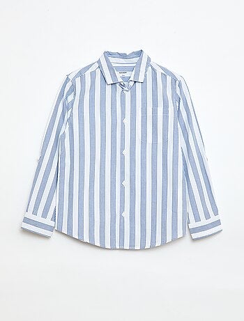 Camicia a righe in cotone con taschino sul petto