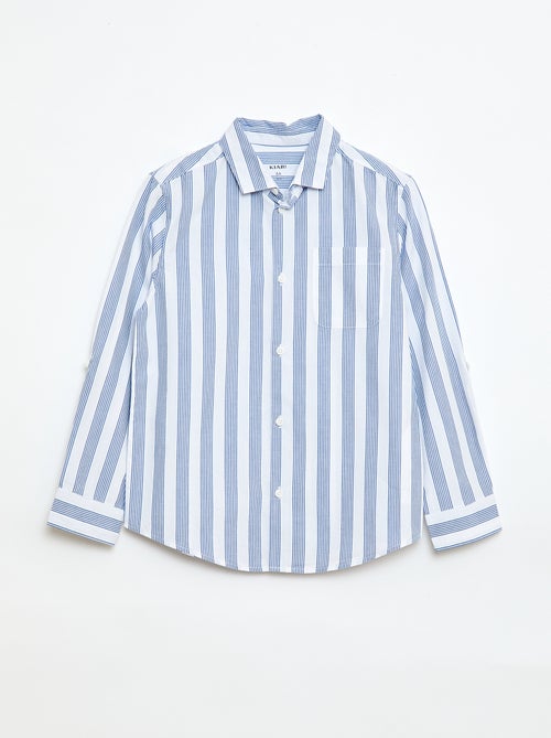 Camicia a righe in cotone con taschino sul petto - Kiabi
