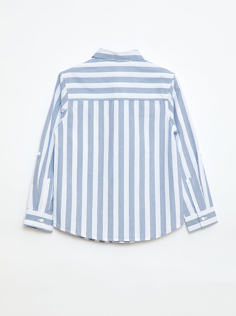 Camicia a righe in cotone con taschino sul petto Blu - Kiabi