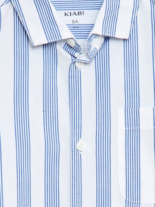 Camicia a righe in cotone con taschino sul petto - Kiabi