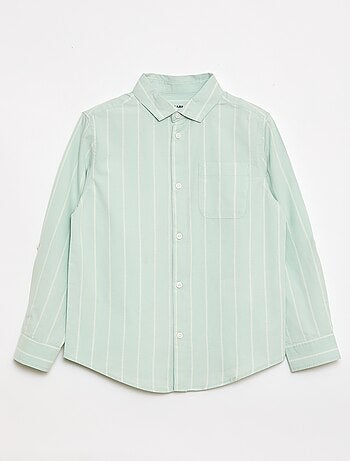 Camicia a righe in cotone con taschino sul petto