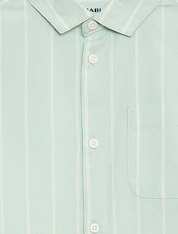 Camicia a righe in cotone con taschino sul petto