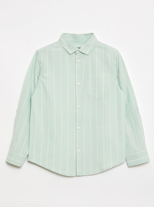 Camicia a righe in cotone con taschino sul petto - Kiabi Camicia a righe in cotone con taschino sul petto - Kiabi