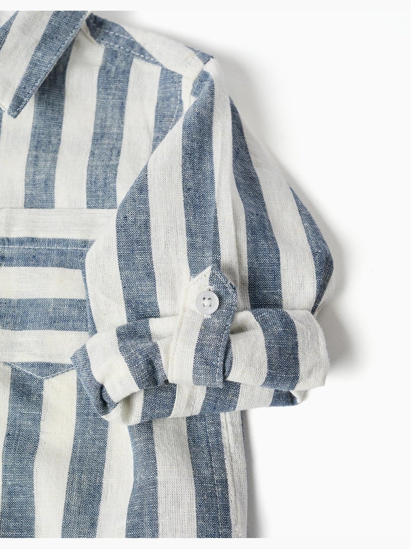 Camicia a righe in cotone e lino You&Me Beige chiaro - Kiabi
