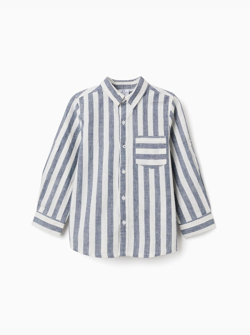 Camicia a righe in cotone e lino You&Me Beige chiaro - Kiabi