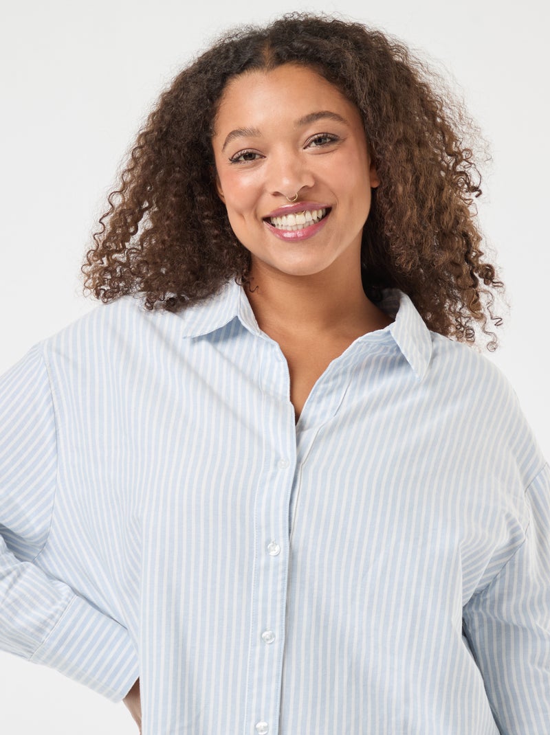 Camicia a righe in cotone oxford Blu - Kiabi