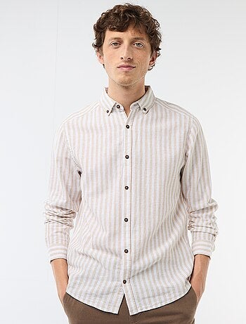 Camicia a righe in lino e cotone