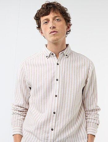 Camicia a righe in lino e cotone