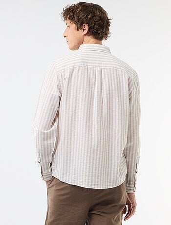 Camicia a righe in lino e cotone