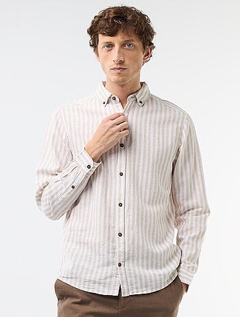 Camicia a righe in lino e cotone