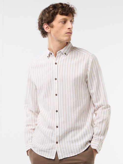 Camicia a righe in lino e cotone - Kiabi Camicia a righe in lino e cotone - Kiabi